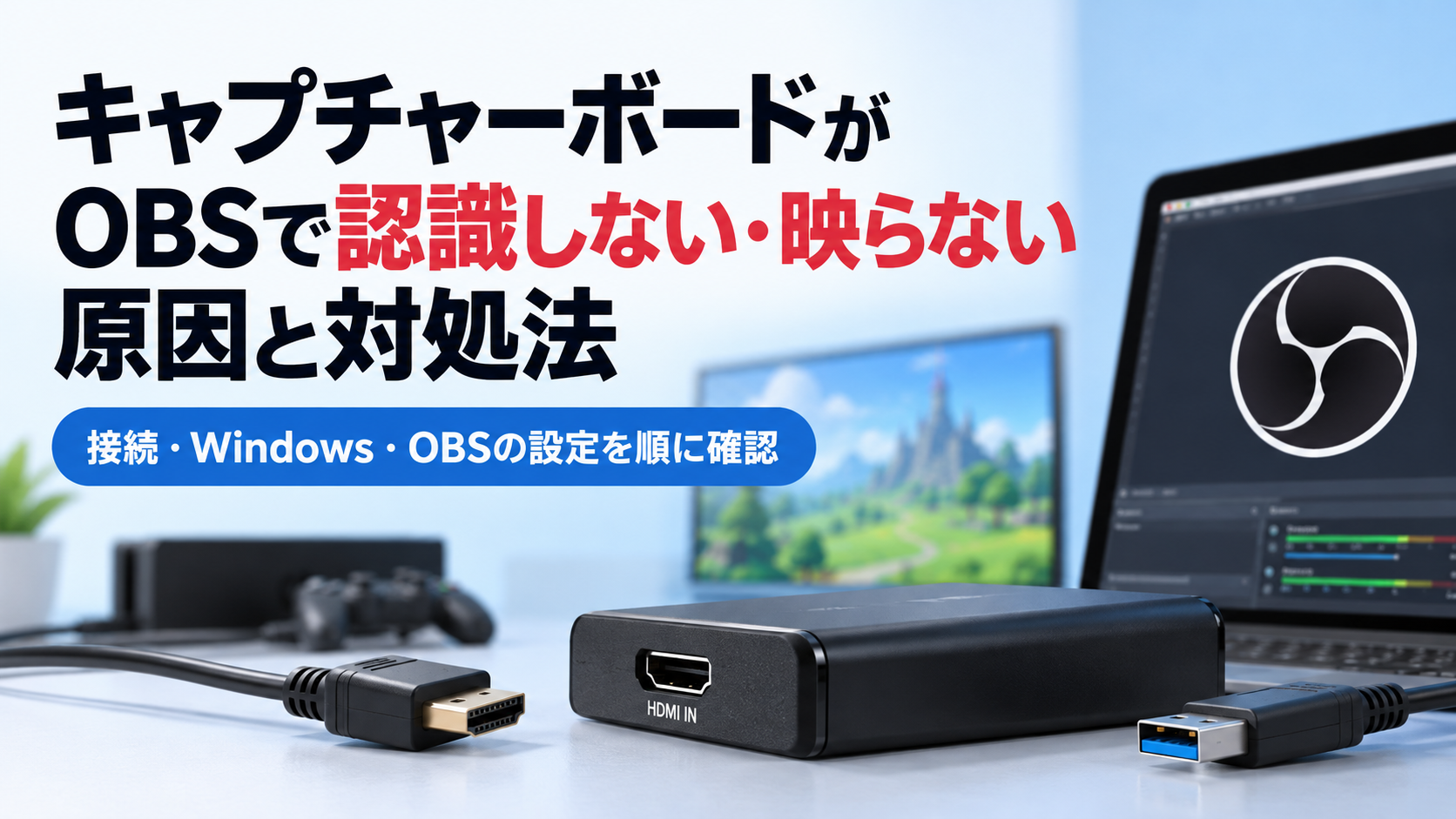 キャプチャーボードがOBSで認識しない・映らない原因と対処法